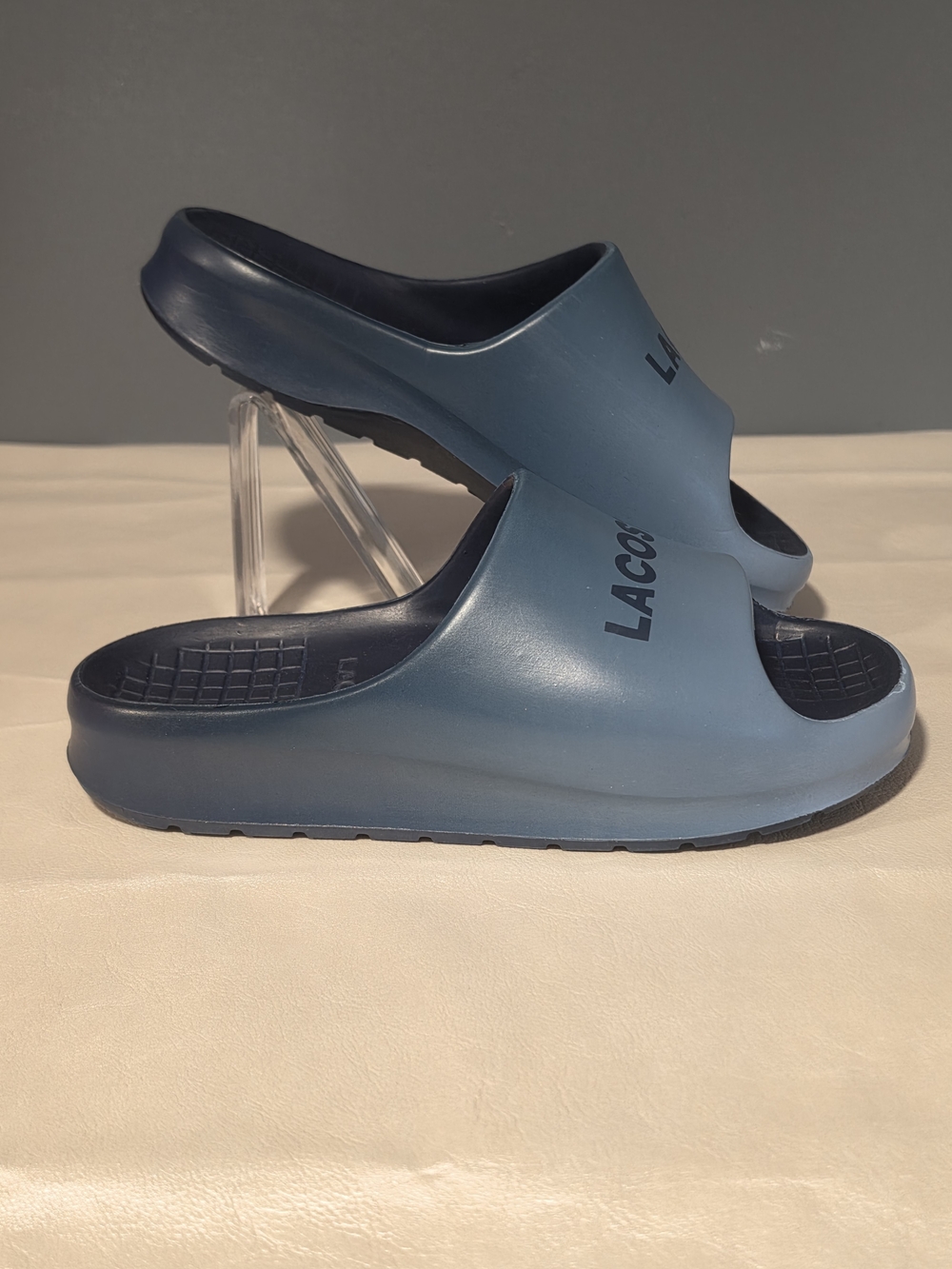 Lacoste Slate Blue Slip-On Serve 2.0 Pool Slides Size Europe 37/US 4